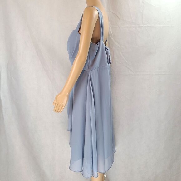 New Mother of the Bride  (16W ) Dusty Blue Chiffon Sleeveless Ruched  Dress - Picture 5 of 10